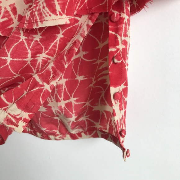 Gryphon Silk One Shoulder Ruffle Red Crop Blouse Womens XS - Picture 7 of 10